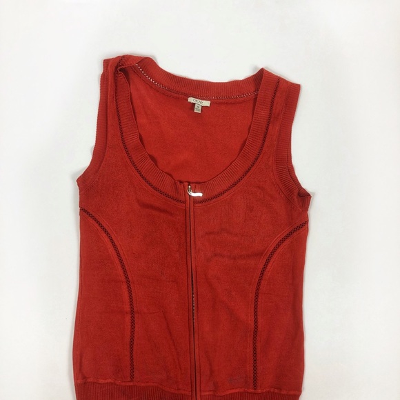 Cache Deep orange tank w/zip up sweater sz Med - Picture 2 of 8